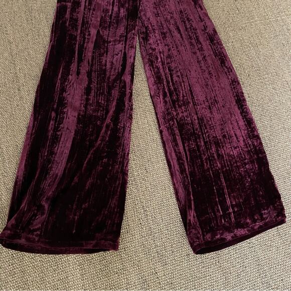 GOOD AMERICAN $159 Crinkle Velvet PANTS Size 1 = Small High Waist Wide Leg Port - Picture 13 of 13